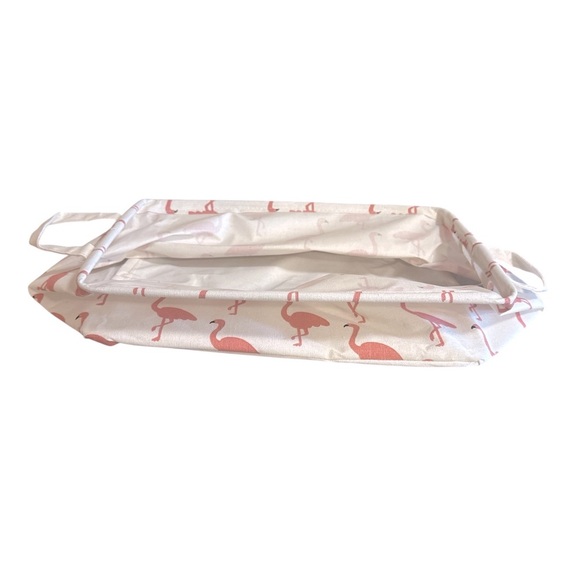 Flamingo Rectangular Storage Basket Pink Cream Tote Collapsible Waterproof - Picture 6 of 11